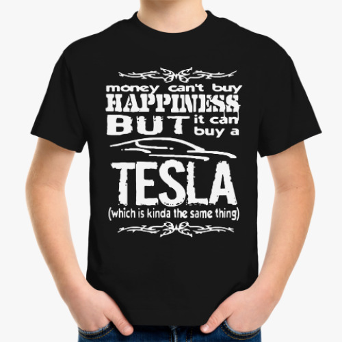 Детская футболка с принтом Tesla