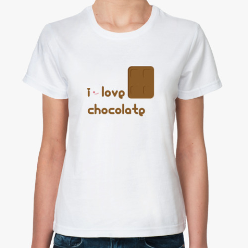 Классическая футболка с принтом i love chocolate