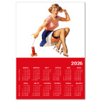 Календарь A4 2026, красный Девушка