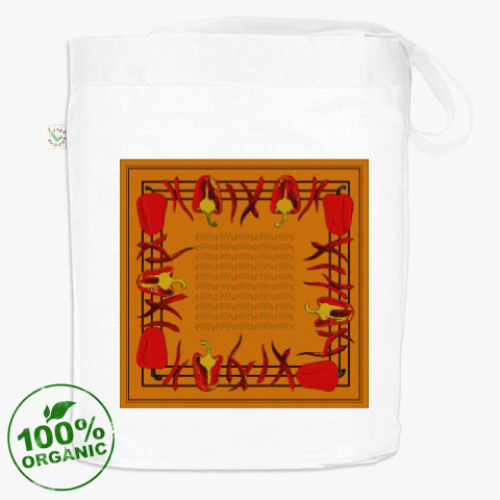 Сумка шоппер с принтом перцы и золото