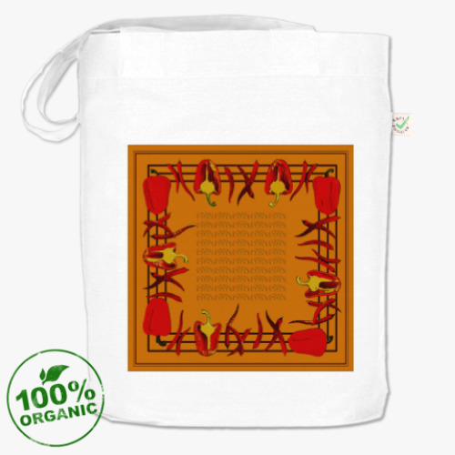 Сумка шоппер с принтом перцы и золото