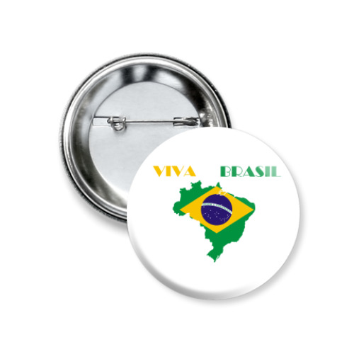 Значок 37мм с принтом  Brazil!