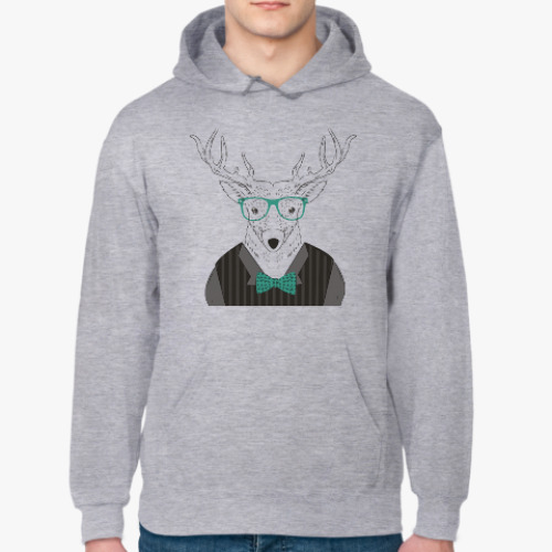 Толстовка худи с принтом Олень хипстер