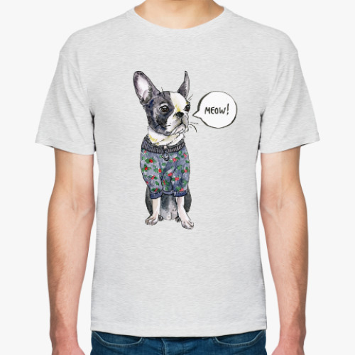 Футболка с принтом Бостон терьер