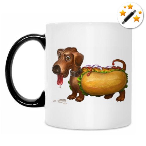 Кружка-хамелеон с принтом 'Горячая собака'