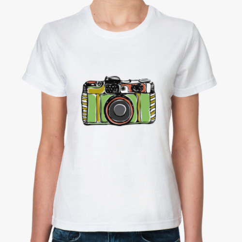 Классическая футболка с принтом  Винтажный фотоаппарат