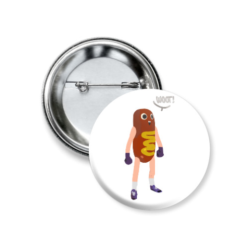 Значок 37мм с принтом Hot Dog Man