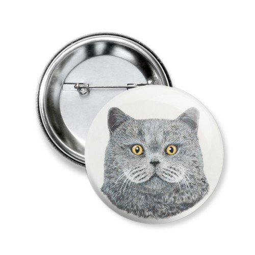 Значок 50мм с принтом Британский кот