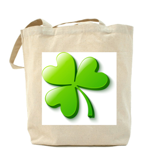 Сумка шоппер с принтом Зеленый объемный клевер