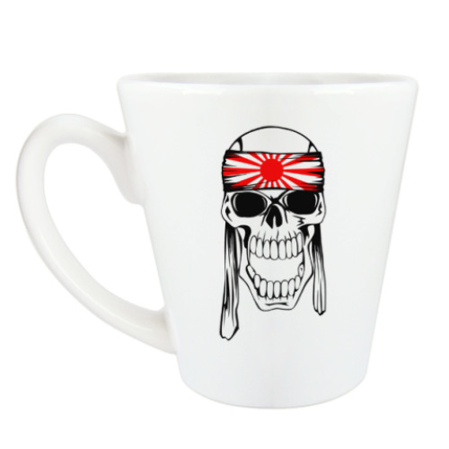 Чашка Латте с принтом Камикадзе череп