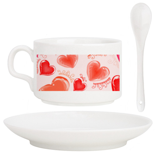 Кофейный набор с принтом Сердца