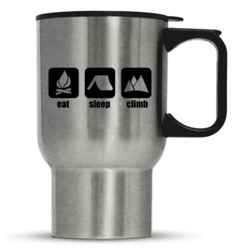 Кружка-термос с принтом Eat, sleep, climb