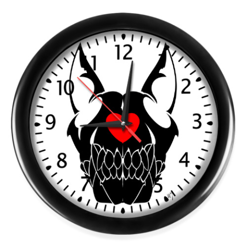 Настенные часы с принтом Dog skull