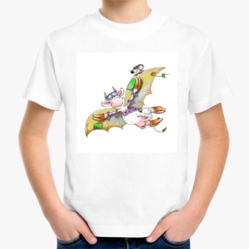 Детская футболка с принтом Летающая корова