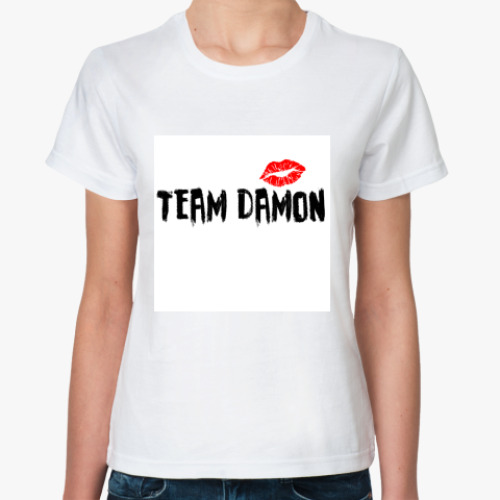 Классическая футболка с принтом team Damon