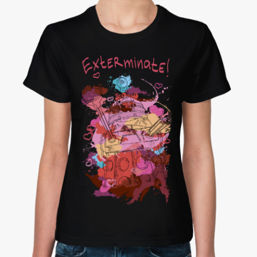 Женская футболка с принтом Далек яркие краски