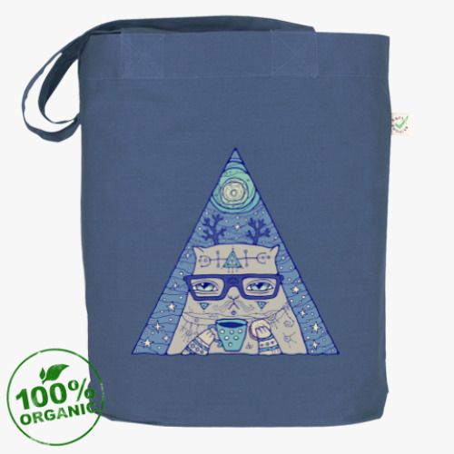 Сумка шоппер с принтом Кот учёный