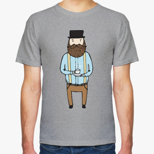Футболка с принтом Джентльмен с чашечкой чая