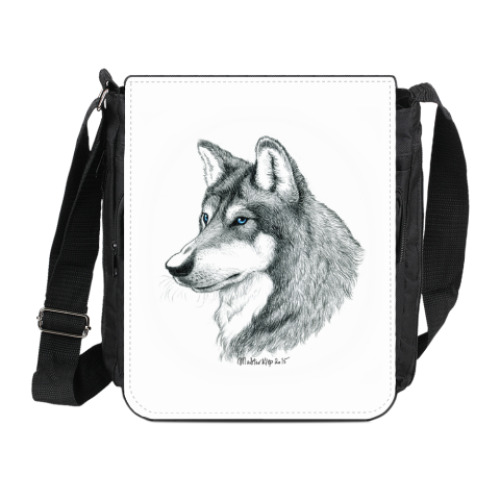 Сумка на плечо (мини-планшет) с принтом 'Лесной волк'