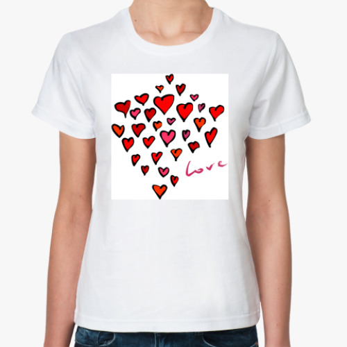 Классическая футболка с принтом Love