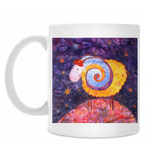 Кружка с принтом Счастливый барашек