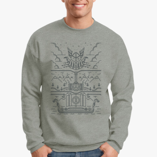 Свитшот с принтом Викинги и Один