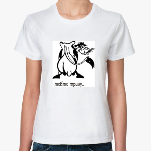 Классическая футболка с принтом корова