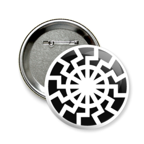 Значок 58мм с принтом Чёрное Солнце