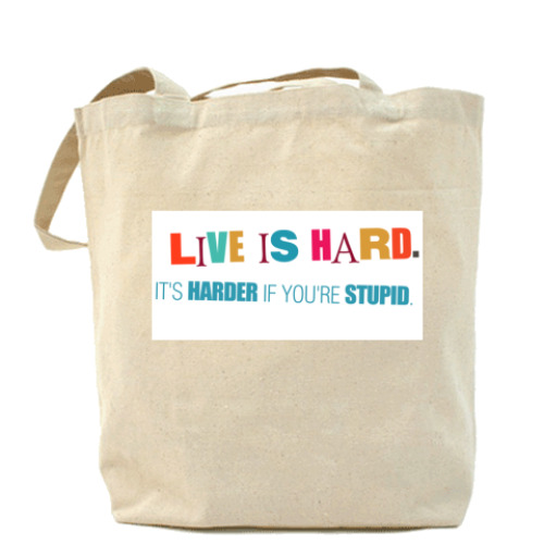Сумка шоппер с принтом Live is hard