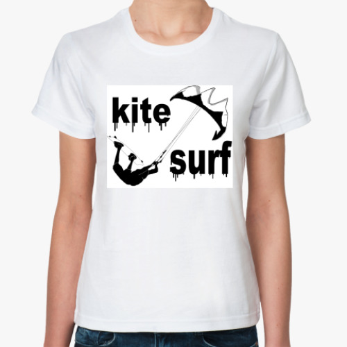 Классическая футболка с принтом Кайт сёрфинг