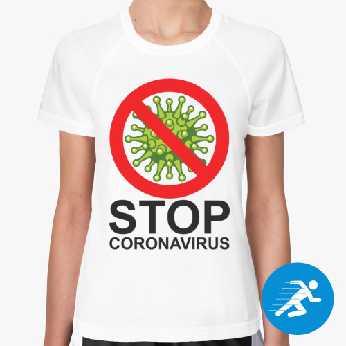 Женская спортивная футболка с принтом Stop coronavirus