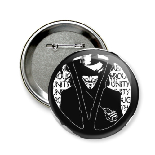 Значок 58мм с принтом вендетта, анонимус, Гай Фокс