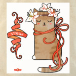 Кошка в венке из лилий. Знак Зодиака Дева (Virgo)