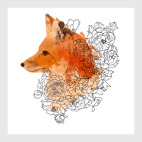 Постер 50 х 50 см Акварельная лиса