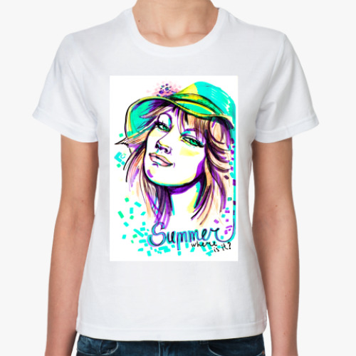 Классическая футболка с принтом 'Лето'