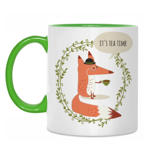 Кружка с принтом Лиса и чай