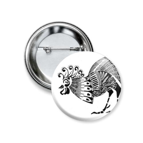 Значок 37мм с принтом Красивый петух