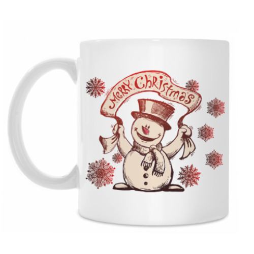 Кружка с принтом Снеговик