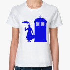 Классическая женская футболка Мэри Поппинс (Тардис)