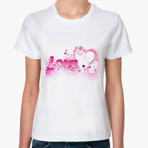 Классическая футболка с принтом Love