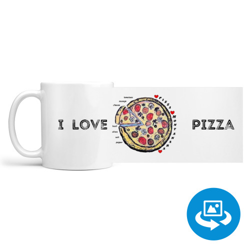 Кружка (круговая запечатка) с принтом I love pizza