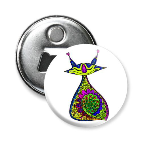 Магнит-открывашка с принтом Кошка-Марсикошка