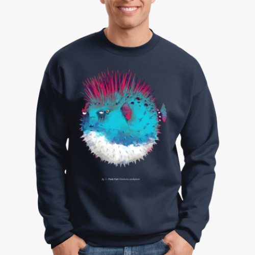 Свитшот с принтом Брутальная рыба панк Punk fish
