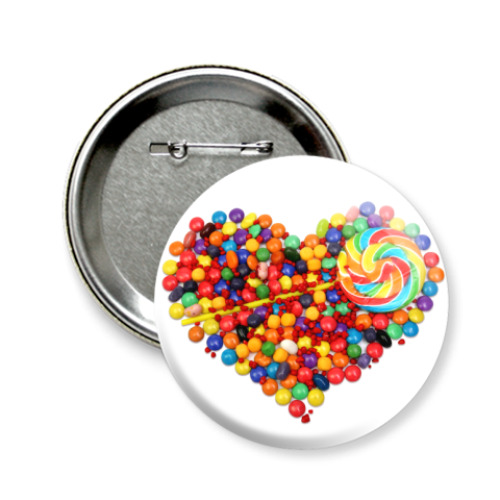 Значок 58мм с принтом Сердце