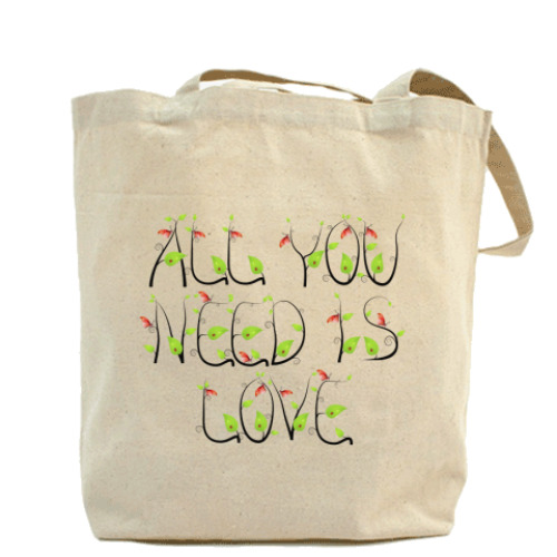 Сумка шоппер с принтом All you need is love!