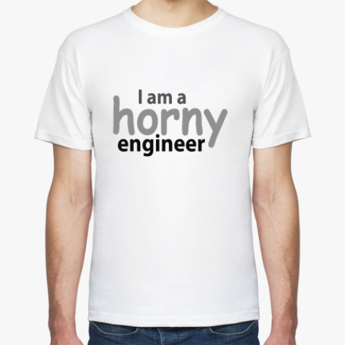 Футболка с принтом  'horny engineer'