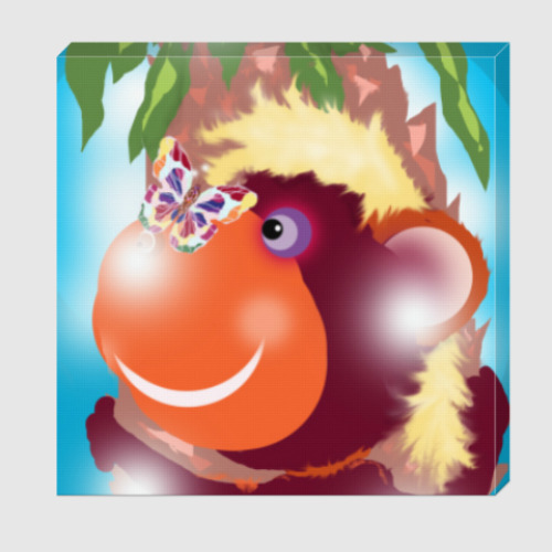 Холст с принтом Обезьянка и бабочка