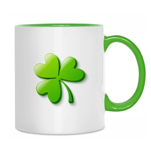 Кружка с принтом Золотой объемный клевер