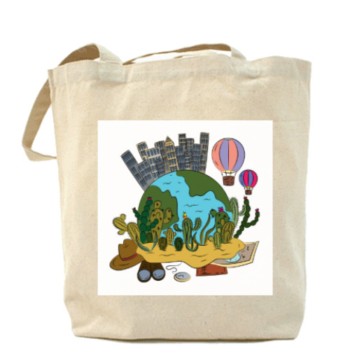 Сумка шоппер с принтом Путешествие в Америку