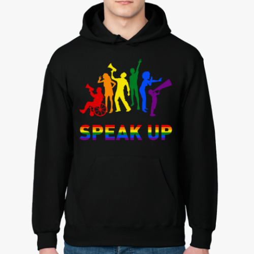 Толстовка худи с принтом SPEAK UP/НЕ МОЛЧИ